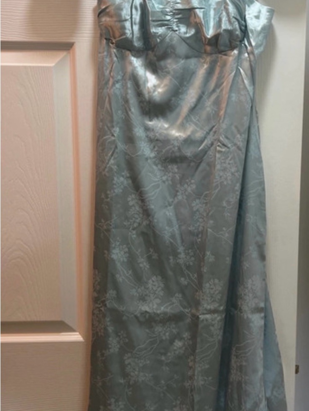 RIHOAS Satin Floral Dress in Pale Blue-Green - Picture 4 of 7